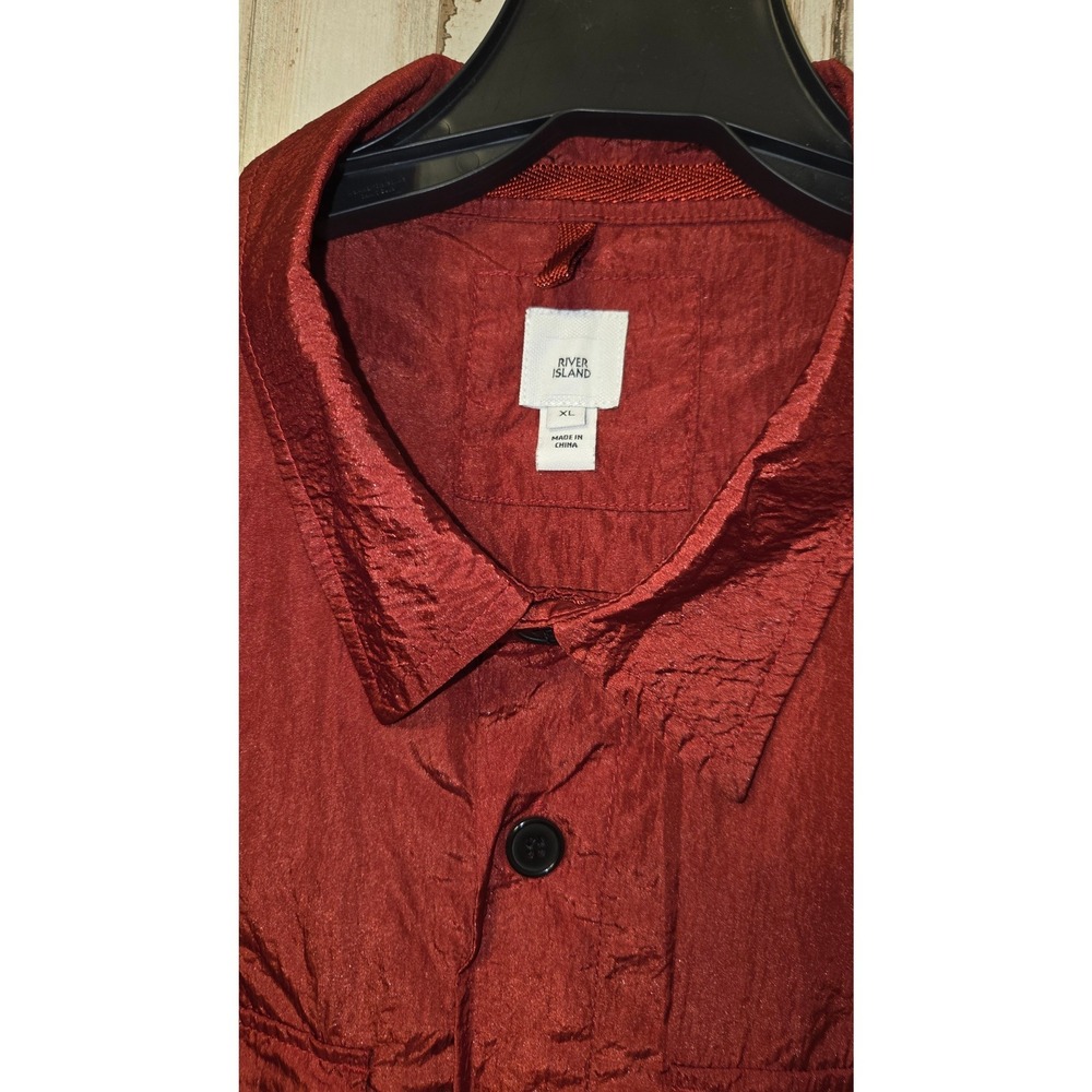 River Island men XL Lightweight Button Nylon Shirt Jacket Windbreaker - Picture 3 of 6